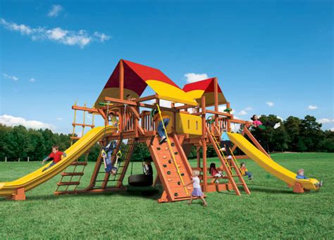 Woodplay playset - The Woodplay Outback playset includes a Limited Lifetime warranty (All wooden components, Super Slide, Hurricane Slide, and Alpine Slide), and a 5-year warranty (All chains, seats, swing hangers, hardware, metal braces, ropes, and accessories). Limited Lifetime Warranty.